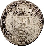 France 1 Gulden (60 Kreuzer) Franz Egon von Furstenberg-Heiligenberg 1668  KM# 194 PRINCE AFLIR STENB LANDGRAV ALS ET 60 16 68 coin reverse