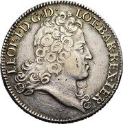 France 1 Leopold (Duchy of Lorraine) KM# 109 LEOP I D G D LOT BAR REX IER coin obverse France 1 Leopold (Duchy of Lorraine) KM# 109 LEOP I D G D LOT BAR REX IER coin obverse