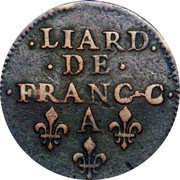 France 1 Liard (Charles II) LIARD DE FRANC C A coin reverse