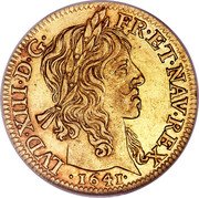 France 1 Louis D'or (Louis XIII) LVD XIII D G FR ET NAV REX 1641 coin obverse France 1 Louis D'or (Louis XIII) LVD XIII D G FR ET NAV REX 1641 coin obverse
