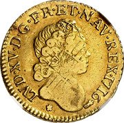 France 1 Louis D'or (Louis XV. Besancon) KM# 425.20 LVD XV D G FR ET NAV REX 1716 coin obverse