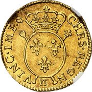 France 1 Louis D'or (Louis XV. Besancon) KM# 425.20 CHRS REGN ϽϹ VINC IMP coin reverse