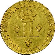 France 1 Louis D'or (Louis XV) KM# 461.22 L CHRISTUSREGNAT VINCIT IMPERAT K coin reverse France 1 Louis D'or (Louis XV) KM# 461.22 L CHRISTUSREGNAT VINCIT IMPERAT K coin reverse