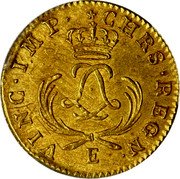 France 1 Louis D'or Louis XV. Tours 1723 E KM# 468.22 CHRS REGN E VINC IMP coin reverse France 1 Louis D'or Louis XV. Tours 1723 E KM# 468.22 CHRS REGN E VINC IMP coin reverse