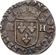 France 1 Teston Henry II 1st Type 1603  DNS ADVITOR ET REDEM MEVS 1603 M H coin reverse