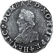 France 1 Teston (Henry II 3rd Type) HENRIC.P.DOMBAR.D.MONTISP.R coin obverse France 1 Teston (Henry II 3rd Type) HENRIC.P.DOMBAR.D.MONTISP.R coin obverse
