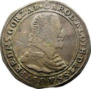 France 1 Thaler (Charles. Abbey of Gorze) KM# 20 CAROL. A. LOTH. D. ET. S. S. A. G. SVPRE. DNS. GORZ. AB. coin obverse France 1 Thaler (Charles. Abbey of Gorze) KM# 20 CAROL. A. LOTH. D. ET. S. S. A. G. SVPRE. DNS. GORZ. AB. coin obverse