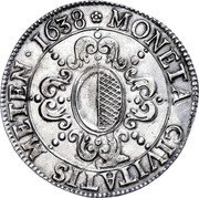 France 1 Thaler KM# 26 City of Metz MONETA CIVITATIS METEN 1638 coin obverse