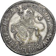 France 1 Thaler (Free Imperial City of Mulhouse) KM# 10.1 MONETA NOVA MILHVSINA 16 23 coin obverse France 1 Thaler (Free Imperial City of Mulhouse) KM# 10.1 MONETA NOVA MILHVSINA 16 23 coin obverse