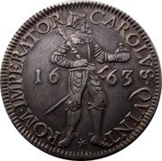 France 1 Thaler (Immobilization in the name of Charles V. 2nd Type. Besancon) KM# 48 CAROLVS.QVINT. ROM.IMPERATOR. 16 63 coin obverse France 1 Thaler (Immobilization in the name of Charles V. 2nd Type. Besancon) KM# 48 CAROLVS.QVINT. ROM.IMPERATOR. 16 63 coin obverse