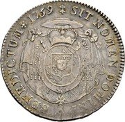 France 1 Thaler (Ludwig Constantin von Rohan-Guemenee) KM# 318 SIT NOMEN DOMINI - BENEDICTUM 1769 coin reverse France 1 Thaler (Ludwig Constantin von Rohan-Guemenee) KM# 318 SIT NOMEN DOMINI - BENEDICTUM 1769 coin reverse