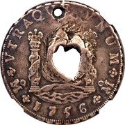 France 10 Bits Countermarked Coinage ND (1764)  Host years 1754-1760. KM# 10 M VTRAQUE VNUM M 1796 coin obverse