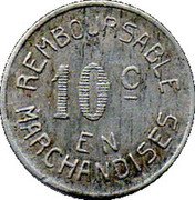 France 10 Centimes (Commune of Bayonne) REMBOURSABLE 10C EN MARCHANDISES coin reverse France 10 Centimes (Commune of Bayonne) REMBOURSABLE 10C EN MARCHANDISES coin reverse