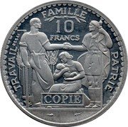 France 10 Francs (Petain Reproduction) TRAVAIL ESSAI FAMILLE PATRIE 10 FRANCS COPIE coin reverse France 10 Francs (Petain Reproduction) TRAVAIL ESSAI FAMILLE PATRIE 10 FRANCS COPIE coin reverse