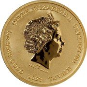 Tuvalu 100 Dollars (Charles III Ares) QUEEN ELIZABETH II IRB 1952 - 2022 1OZ 9999 GOLD 2023 TUVALU 100 DOLLARS coin obverse