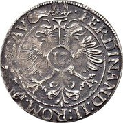 France 12 Kreuzer (Ferdinand II Small Arms. City of Hagenau) KM# 37 FERDINAND. II. ROM. IMP. SEM. AVG. 12 coin reverse France 12 Kreuzer (Ferdinand II Small Arms. City of Hagenau) KM# 37 FERDINAND. II. ROM. IMP. SEM. AVG. 12 coin reverse