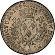 France 12 Sols (1/10 ECU) (Louis XV) SIT NOMEN DOMINI BENEDICTUM 1749 A coin reverse France 12 Sols (1/10 ECU) (Louis XV) SIT NOMEN DOMINI BENEDICTUM 1749 A coin reverse
