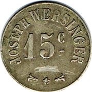 France 15 Centimes Joseph Wersinger Belfort ND  JOSEPH WERSINGER 15 C coin obverse France 15 Centimes Joseph Wersinger Belfort ND  JOSEPH WERSINGER 15 C coin obverse