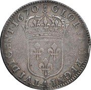 France 15 Sols (French Colonies) 1670 A GLORIAM REGNI TVI DICENT coin reverse