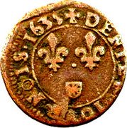 France 1Denier Tournois Louis XIII Navarre. Saint-Palais Mint 1635  DENIER TOVRNOIS 1635 coin reverse