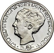 Netherlands 2 1/2 Gulden (Wilhelmina Pattern) KM# Pn125 WILHELMINA KONINGIN DER NEDERLANDEN coin obverse Netherlands 2 1/2 Gulden (Wilhelmina Pattern) KM# Pn125 WILHELMINA KONINGIN DER NEDERLANDEN coin obverse