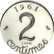 France 2 Centimes (Pattern) KM# A933 1961 2 ESSAI CENTIMES coin reverse France 2 Centimes (Pattern) KM# A933 1961 2 ESSAI CENTIMES coin reverse