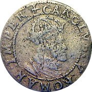 France 2 Kreutzer (Carolus 5th Type with Bust Facing Right. Besancon) KM# 7 CAROLVS V ROMAN IMPER coin obverse France 2 Kreutzer (Carolus 5th Type with Bust Facing Right. Besancon) KM# 7 CAROLVS V ROMAN IMPER coin obverse