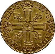 France 2 Louis D'or (Gaston Posthumous Issue. Principality of Dombes) DNVS ADIV REDE MEVS A coin reverse France 2 Louis D'or (Gaston Posthumous Issue. Principality of Dombes) DNVS ADIV REDE MEVS A coin reverse