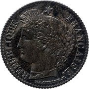 France 20 Centimes (Essai by Oudine) KM# Pn83 E.A.OUDINÉ.F. REPUBLIQUE FRANÇAISE. coin obverse France 20 Centimes (Essai by Oudine) KM# Pn83 E.A.OUDINÉ.F. REPUBLIQUE FRANÇAISE. coin obverse