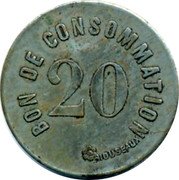 France 20 Centimes (La Compagnie Caille Paris) BON DE CONSOMMATION 20 A.DUSEAUX coin reverse France 20 Centimes (La Compagnie Caille Paris) BON DE CONSOMMATION 20 A.DUSEAUX coin reverse