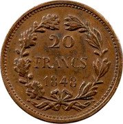 France 20 Francs (Essai by Alard) 20 FRANCS 1848 coin reverse France 20 Francs (Essai by Alard) 20 FRANCS 1848 coin reverse