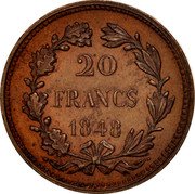 France 20 Francs (Essai by Alard. Piedfort) 20 FRANCS 1848 coin reverse France 20 Francs (Essai by Alard. Piedfort) 20 FRANCS 1848 coin reverse