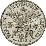 France 20 Francs (Essai by Barre. Without Symbols) 20 F 1848 A LIBERTÉ ÉGALITÉ FRATERNITÉ coin reverse France 20 Francs (Essai by Barre. Without Symbols) 20 F 1848 A LIBERTÉ ÉGALITÉ FRATERNITÉ coin reverse