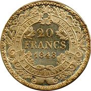France 20 Francs (Essai by Bovy) 20 FRANCS 1848 LIBERTÉ ÉGALITÉ FRATERNITÉ coin reverse France 20 Francs (Essai by Bovy) 20 FRANCS 1848 LIBERTÉ ÉGALITÉ FRATERNITÉ coin reverse