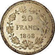 France 20 Francs Essai by Gayrard. Liberty with Lion Skin 1848 KM# P150 20 FRANCS 1848 coin reverse France 20 Francs Essai by Gayrard. Liberty with Lion Skin 1848 KM# P150 20 FRANCS 1848 coin reverse