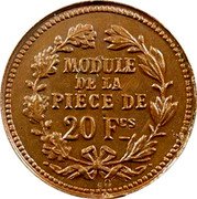 France 20 Francs Essai by Leclerc 1848 MODULE DE LA PIECE DE 20 FCS coin reverse France 20 Francs Essai by Leclerc 1848 MODULE DE LA PIECE DE 20 FCS coin reverse