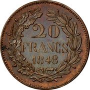 France 20 Francs (Essai Piedfort by Gayrard) KM# Pn150 20 FRANCS 1848 coin reverse France 20 Francs (Essai Piedfort by Gayrard) KM# Pn150 20 FRANCS 1848 coin reverse
