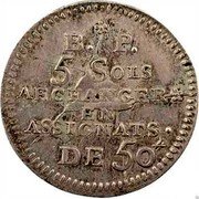 France 20 Sols Manufactuer de Porcelaine. Big 1792 KM# Tn39a B P 5 SOLS A ECHANGER EN ASSIGNAT DE 50 LT coin reverse