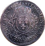 France 24 Sols (Louis XV. Olive Arms) SIT NOMEN DOMINI P BENEDICTUM 1727 coin reverse France 24 Sols (Louis XV. Olive Arms) SIT NOMEN DOMINI P BENEDICTUM 1727 coin reverse