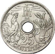 France 25 Centimes 1st Pattern of Becker. Piedfort 1913  RF 25 CENTIMES coin obverse France 25 Centimes 1st Pattern of Becker. Piedfort 1913  RF 25 CENTIMES coin obverse