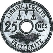 France 25 Centimes (2d Essai de Becker) LIBERTE EGALITE FRATERNITE 25 CMES coin reverse France 25 Centimes (2d Essai de Becker) LIBERTE EGALITE FRATERNITE 25 CMES coin reverse