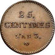 France 25 Centimes Essai. Dupre 1794 L'AN 3 25 CENTIMES L'AN 3 coin reverse France 25 Centimes Essai. Dupre 1794 L'AN 3 25 CENTIMES L'AN 3 coin reverse