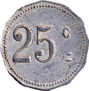 France 25 Centimes Mairie de Laroque d'Olmes. Ariege ND  25 C coin reverse France 25 Centimes Mairie de Laroque d'Olmes. Ariege ND  25 C coin reverse