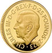 UK 25 Pounds R2-D2 and C-3PO 2023 Proof CHARLES III D G REX F D 25 POUNDS 2023 MJ coin obverse