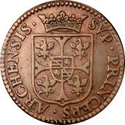 France 3 Deniers (1 Liard) (Charles I. Large Bust) SVP. PRINCEPS. ARCHENSIS. coin reverse France 3 Deniers (1 Liard) (Charles I. Large Bust) SVP. PRINCEPS. ARCHENSIS. coin reverse