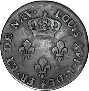 France 3 Sous Louis XVI 1781 A KM# 2 LOUIS XVI R DE FR DE NAV coin obverse
