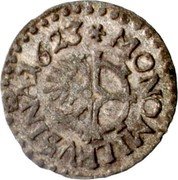 France 4 Deniers (1 Rappenvierer) (Free Imperial City of Mulhouse) KM# 5 MO. NO: MILHVSINA 1623 coin obverse France 4 Deniers (1 Rappenvierer) (Free Imperial City of Mulhouse) KM# 5 MO. NO: MILHVSINA 1623 coin obverse