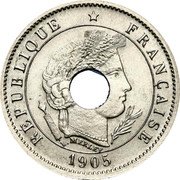 France 5 Centimes Essai by Merley. Type I. Piedfort 1905 A REPUBLIQUE FRANCAISE 1905 coin obverse France 5 Centimes Essai by Merley. Type I. Piedfort 1905 A REPUBLIQUE FRANCAISE 1905 coin obverse