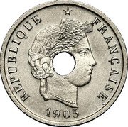 France 5 Centimes (Essai by Merley. Type II. Piedfort) REPUBLIQUE FRANCAISE 1905 coin obverse France 5 Centimes (Essai by Merley. Type II. Piedfort) REPUBLIQUE FRANCAISE 1905 coin obverse