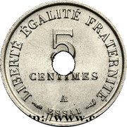 France 5 Centimes (Essai by Merley. Type II. Piedfort) LIBERTE EGALITE FRATERNITE 5 CENTIMES A ESSAI coin reverse France 5 Centimes (Essai by Merley. Type II. Piedfort) LIBERTE EGALITE FRATERNITE 5 CENTIMES A ESSAI coin reverse